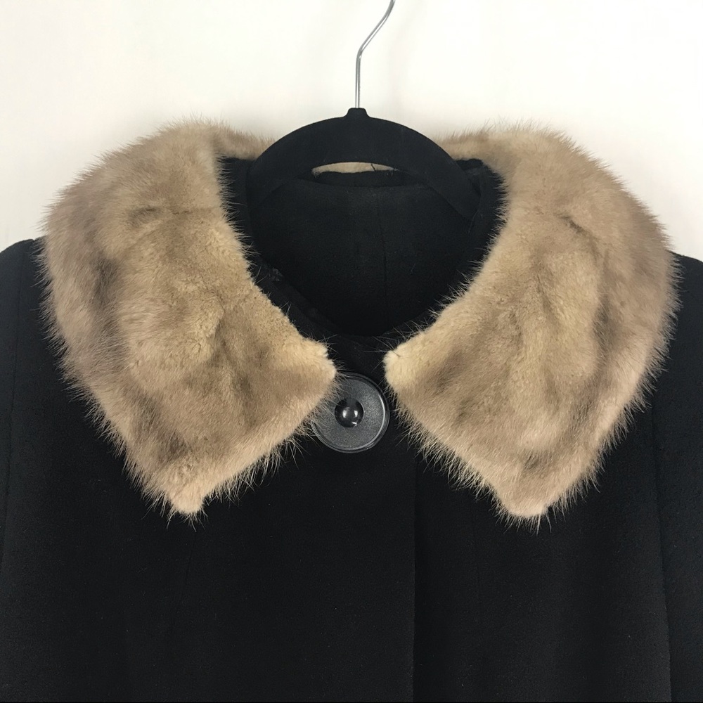 Vintage 100%  Cashmere Coat with Fur Collar, M/L - Picture 3 of 8